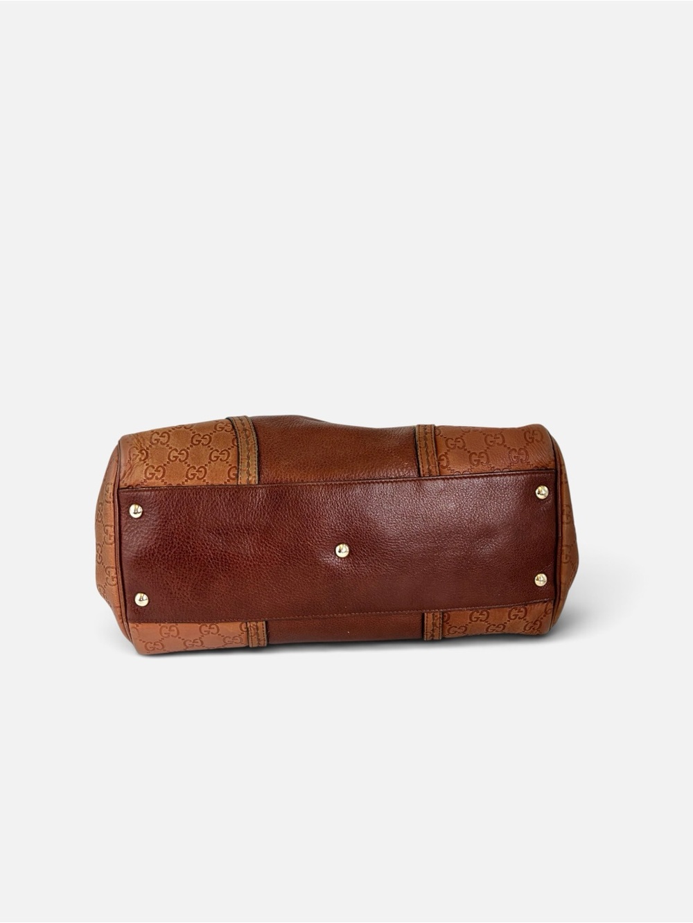 Gucci Brown Leather and GG Canvas Satchel with Gold Hardware - Picture 5 of 12